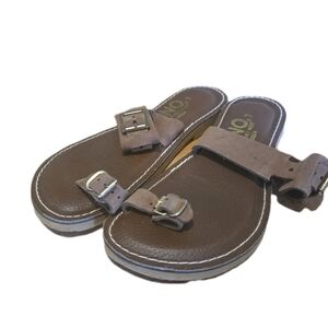 Brown Leather Sandals with Buckle
